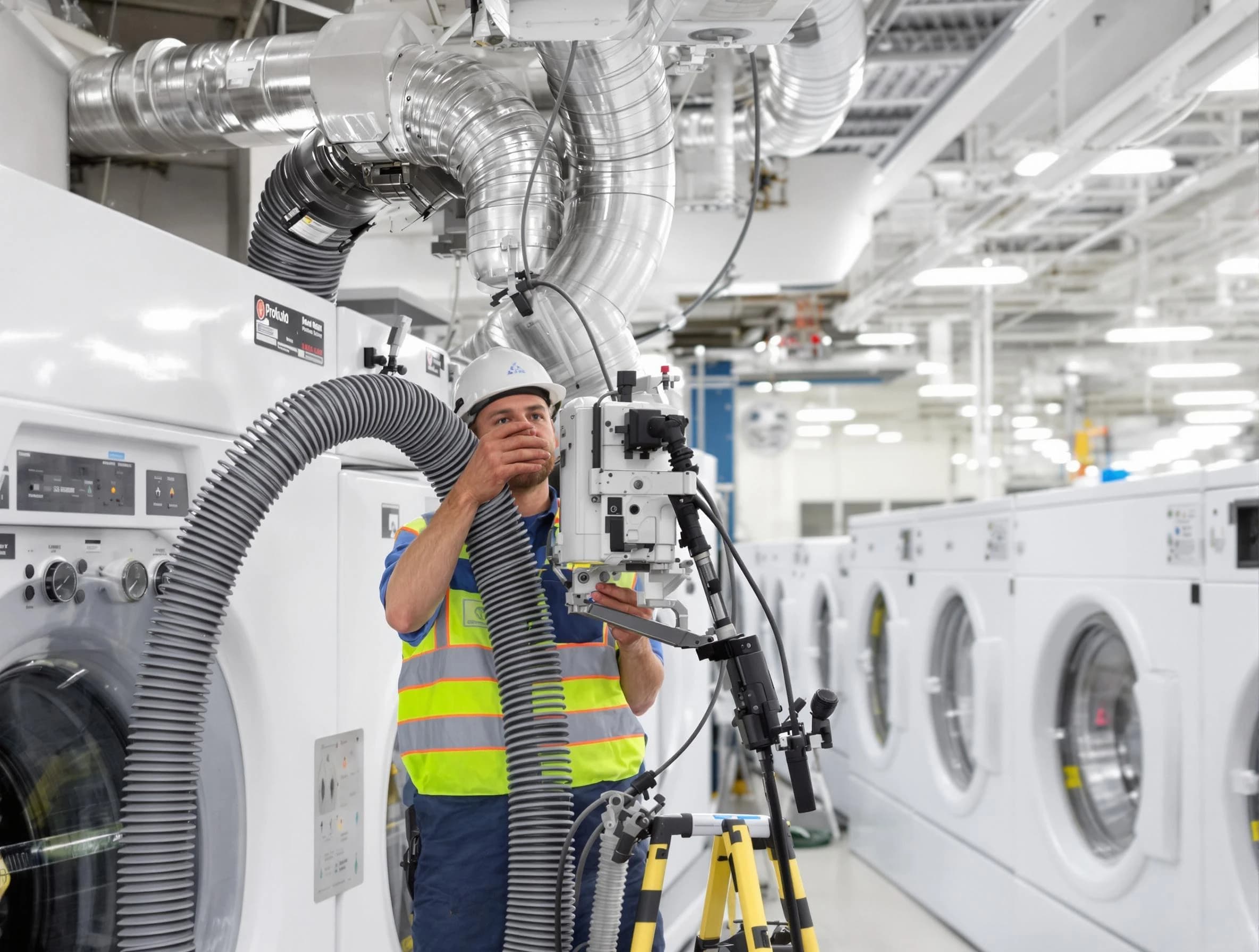 Lake Land'Or Dryer Vent Cleaning team performing commercial-grade dryer vent cleaning at a business facility in Lake Land'Or