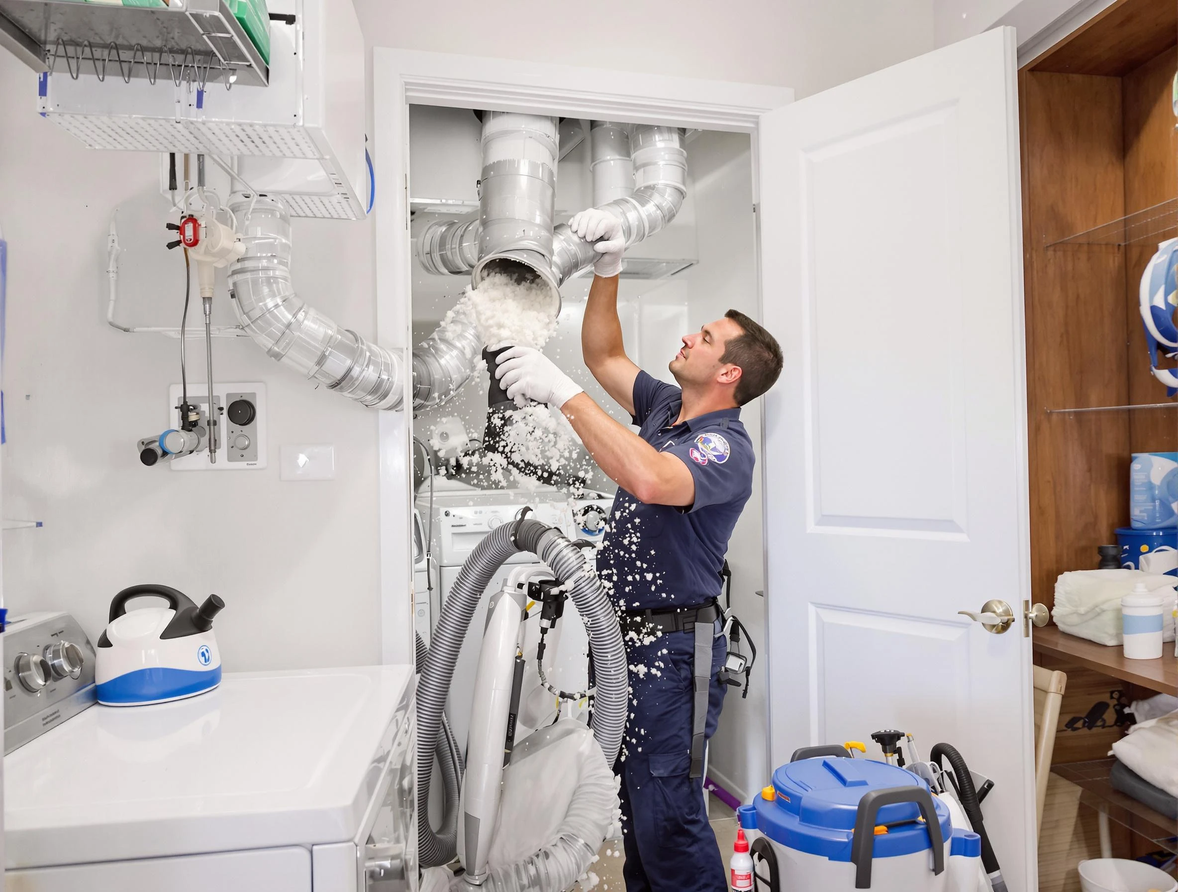 Lake Land'Or Dryer Vent Cleaning technician delivering thorough residential dryer vent cleaning service in Lake Land'Or